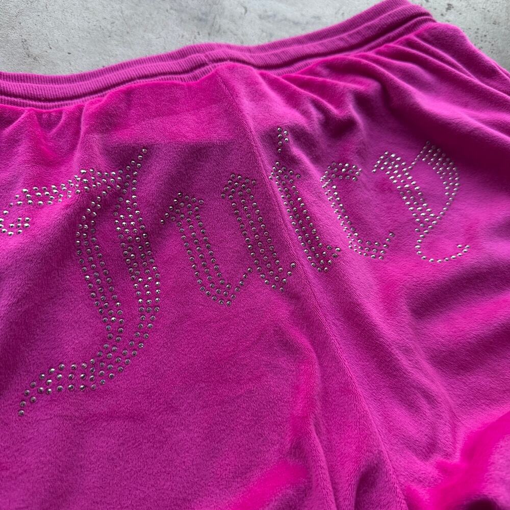 Vintage Y2K Juicy Couture Rhinestone Spellout Wide Leg track suit Pants S